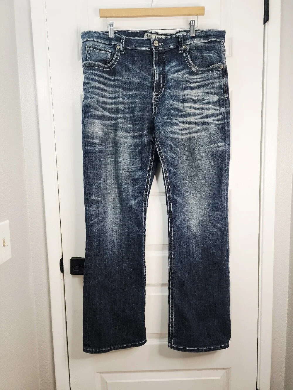 BKE Men’s Bootcut Jeans in Dark Blue Fade Size 40L